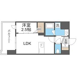 シーズンフラッツ渡辺通 1LDKの間取図画像