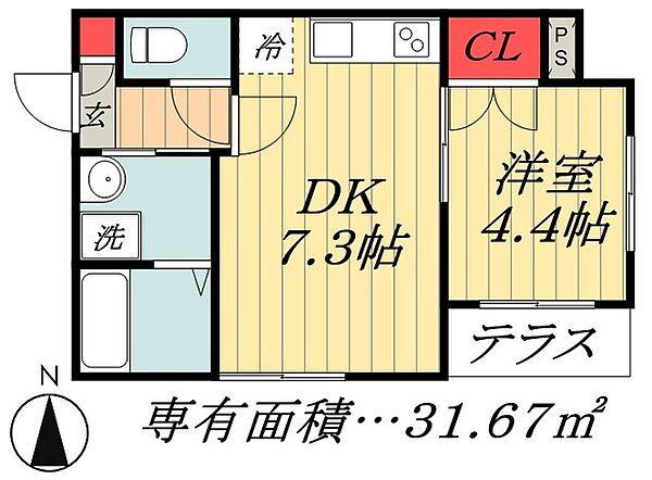 千葉県市川市市川１丁目(賃貸アパート1DK・1階・31.67㎡)の写真 その2