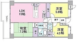 東京臨海高速鉄道りんかい線 天王洲アイル駅 徒歩7分の賃貸マンション 5階3LDKの間取り