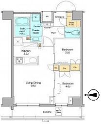 プラウドフラット本所吾妻橋 7階2LDKの間取り