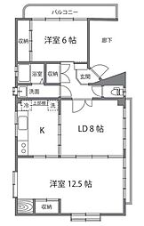 峯村ビル 3階2LDKの間取り