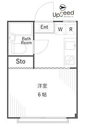 第三ハイツ 2階1Kの間取り