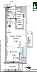 パークアクシス木場キャナルウエスト 1LDKの間取図画像