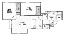 カゼッタスッド 1階2LDKの間取り