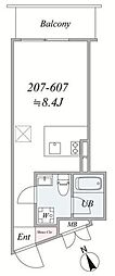 the trias kashiwa 1Kの間取図画像