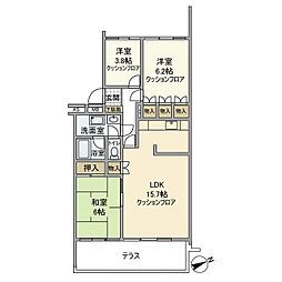 聖蹟桜ケ丘ガーデンホーム 3LDKの間取図画像