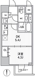 S-RESIDENCE住吉aquacht 1DKの間取図画像