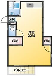 山惣マンション 4階ワンルームの間取り