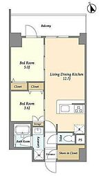ドゥーエ南砂町 4階2LDKの間取り