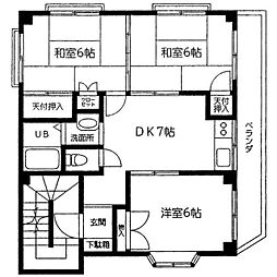 パークハイム 3階3DKの間取り