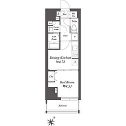 ブランシエスタ北品川 8階1DKの間取り