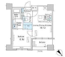 ParkAxis茅場町 1LDKの間取図画像