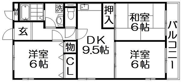 ラクシュリアント ｜大阪府寝屋川市香里南之町(賃貸マンション3DK・4階・65.00㎡)の写真 その2