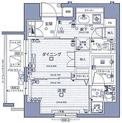 ヴェルディーク浅草 4階1DKの間取り