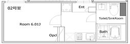 ルクシア北赤羽 1Kの間取図画像