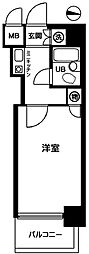 グランレーブ都立大学 1Kの間取図画像