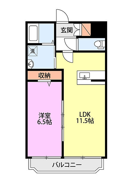 サン・ローズ 203｜新潟県新潟市東区はなみずき１丁目(賃貸マンション1LDK・2階・43.50㎡)の写真 その2