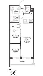 OPENBLOOM渋谷本町 2LDKの間取図画像