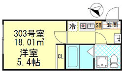 CK四ツ木 3階1Kの間取り