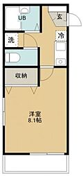ラフィナートM 1階1Kの間取り