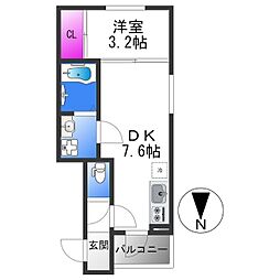 リブレメゾン弥刀I 1階1DKの間取り