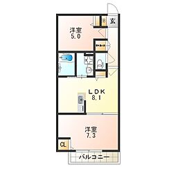 ラフィネ姫島 2LDKの間取図画像