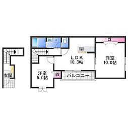 オブコニカ 2LDKの間取図画像
