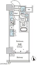 パークアクシス大塚ステーションゲートタワー ワンルームの間取図画像