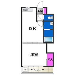 サニーハイツ住吉 1DKの間取図画像
