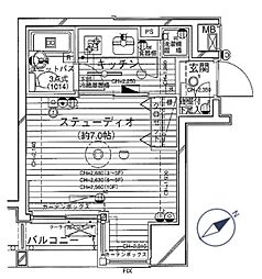 ディナスティーア三ノ輪 9階1Kの間取り
