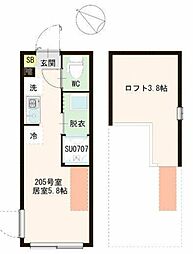 ハーモニーテラス成田東IV ワンルームの間取図画像