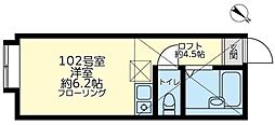 ユナイト小田栄サンモリッツの杜 ワンルームの間取図画像