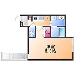 JR阪和線 津久野駅 徒歩6分の賃貸アパート 2階1Kの間取り