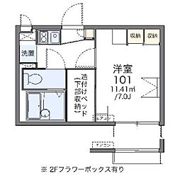 レオパレスフローラ中里 1Kの間取図画像