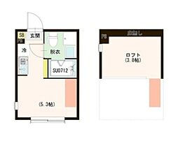 ハーモニーテラス北小岩XX 1階ワンルームの間取り
