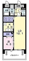 プルメリア 1LDKの間取図画像