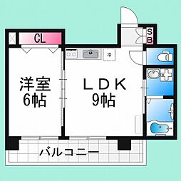 シティーコート南瓦町2 1LDKの間取図画像