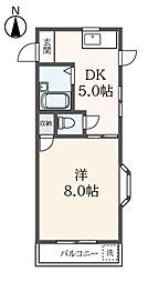 島田マンション 2階1DKの間取り