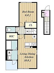 WIN12　ウィン 2階1LDKの間取り