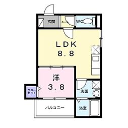 南海線 高石駅 徒歩11分の賃貸アパート 1階1LDKの間取り