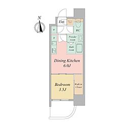 Osaka Metro谷町線 谷町四丁目駅 徒歩2分の賃貸マンション 12階1DKの間取り