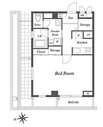 エクセラン池袋 4階1Kの間取り