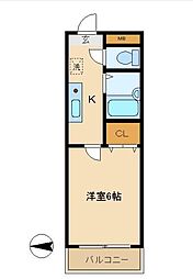 東急池上線 戸越銀座駅 徒歩5分の賃貸マンション 3階1Kの間取り
