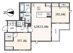 ヴィルシーナ 2LDKの間取図画像