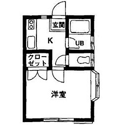 市角コーポ 1階1Kの間取り