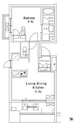 パークアクシス押上 8階1LDKの間取り