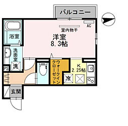 プラージュ武庫川 ワンルームの間取図画像