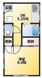 コーポ東永 2階1DKの間取り