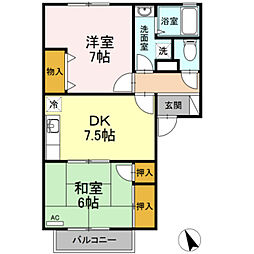 プリムラコート 2DKの間取図画像