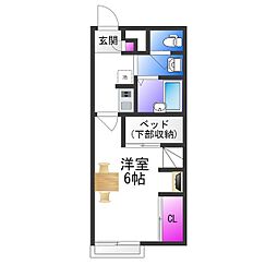 レオパレスロン 1Kの間取図画像